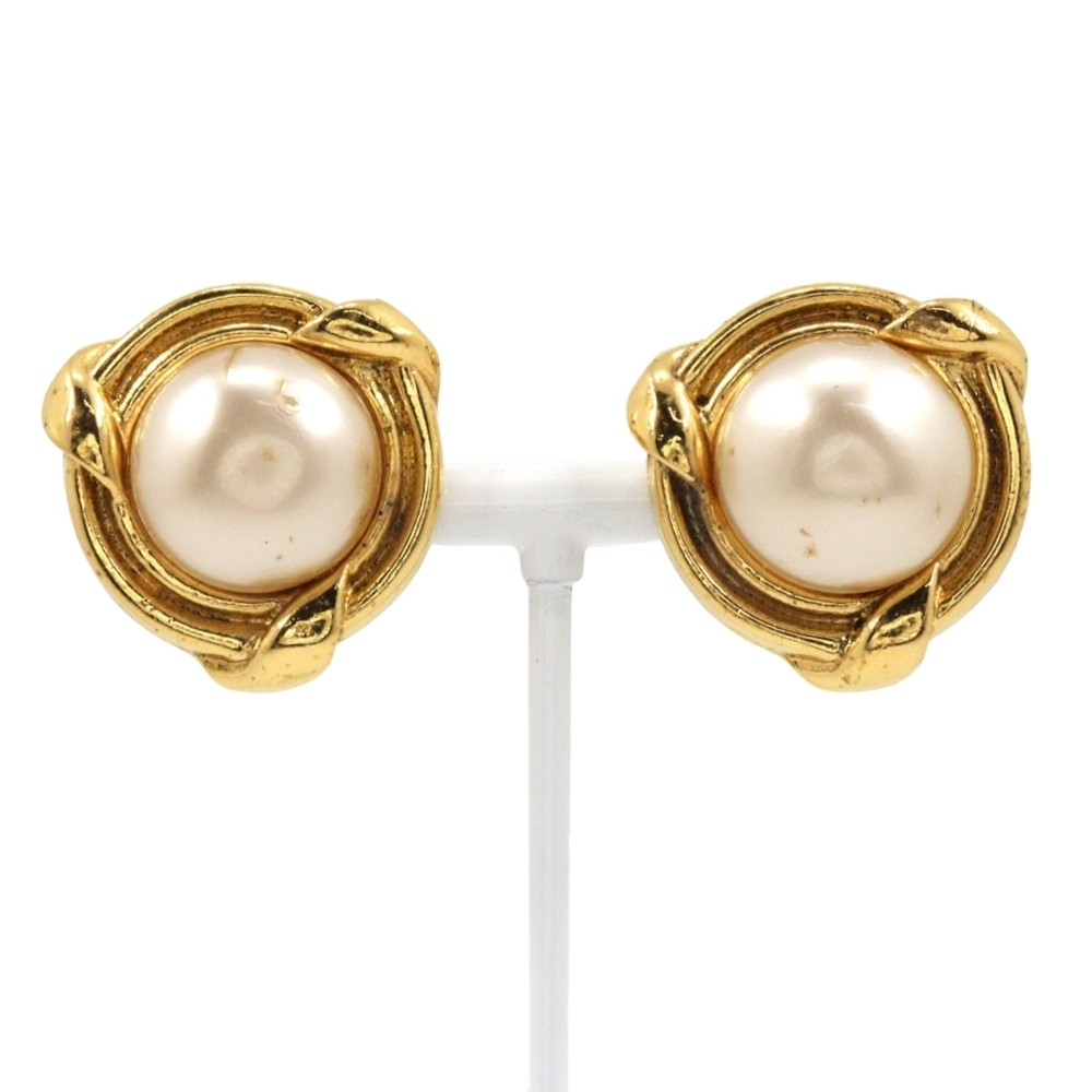 Chanel vintage earrings, gold plated with faux pearls, item number 93A, appro...